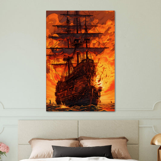 Sunset Raid on the High Seas - Canvas - Dragons Fable